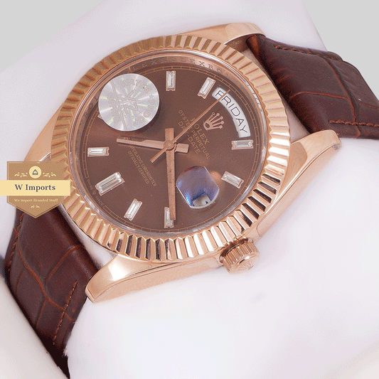 Latest Collection 40 Rose Gold Case With Brown Dial & Leather Strap Automatic Watch Yz Factory
