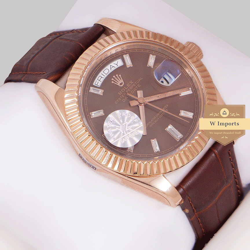 Latest Collection 40 Rose Gold Case With Brown Dial & Leather Strap Automatic Watch Yz Factory