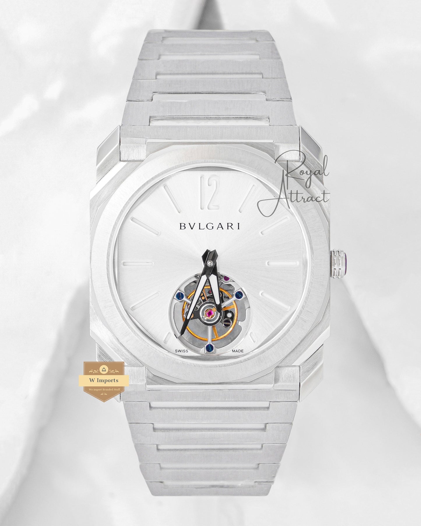Latest Collection Tourbillon All Silver With Dial Automatic Watch