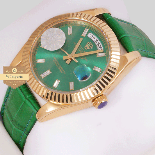 Latest Collection 40 Yellow Gold Case With Green Dial & Leather Strap Automatic Watch Yz Factory