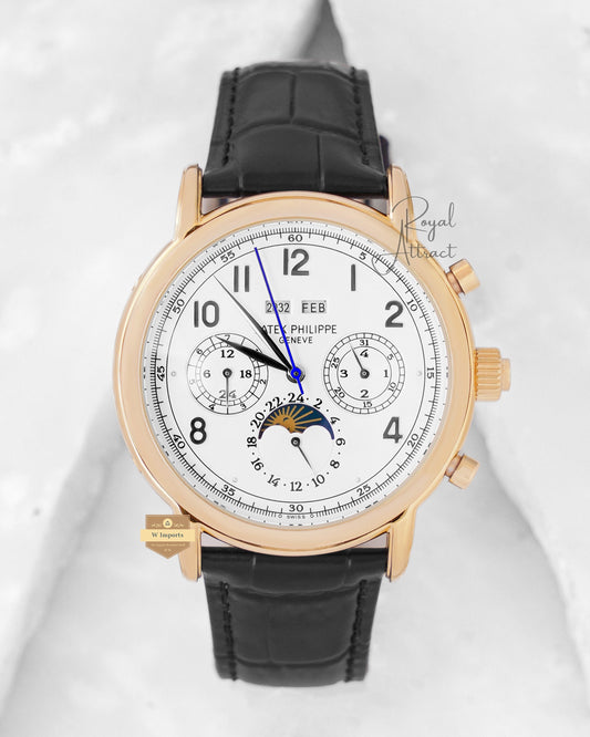 Latest Collection Chronograph Yellow Gold Case With White Dial & Leather Strap
