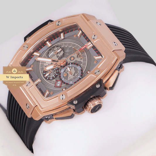 New Arrival Chronograph Rose Gold Case With Skeleton Dial Pvc Strap Watch