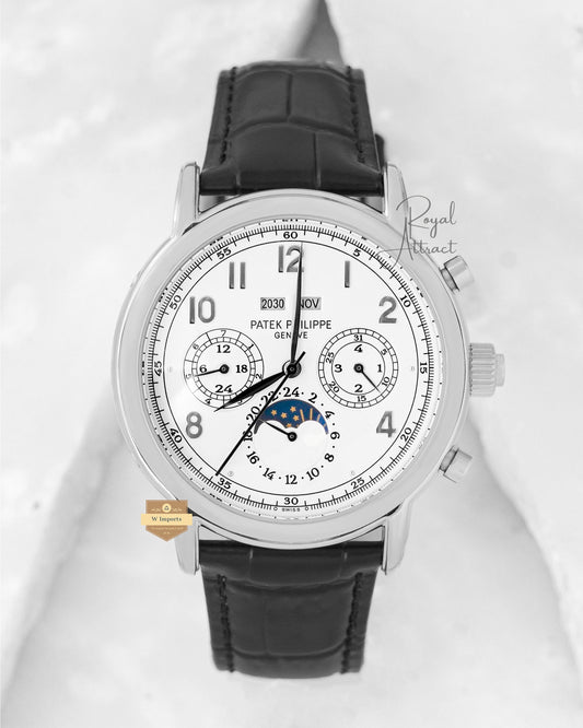 Latest Collection Chronograph Silver Case With White Dial & Leather Strap
