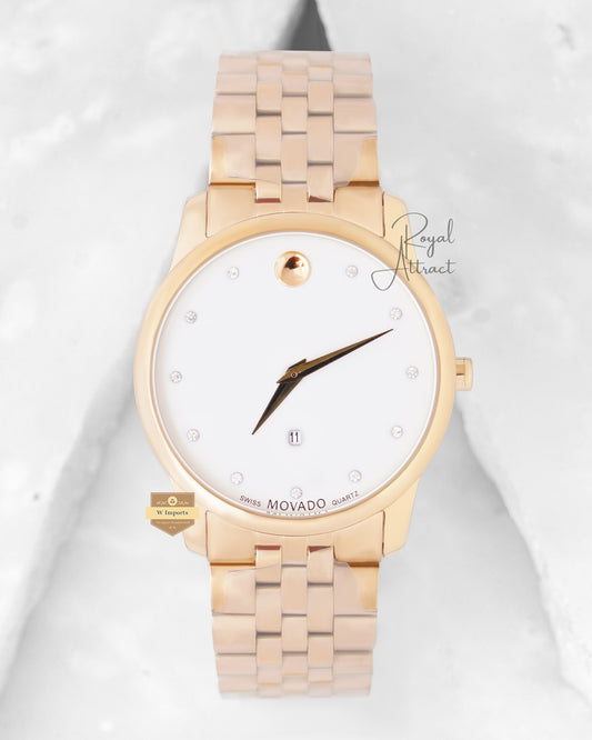 Latest Collection Yellow Gold With White Dial & Stone Figure (Date)