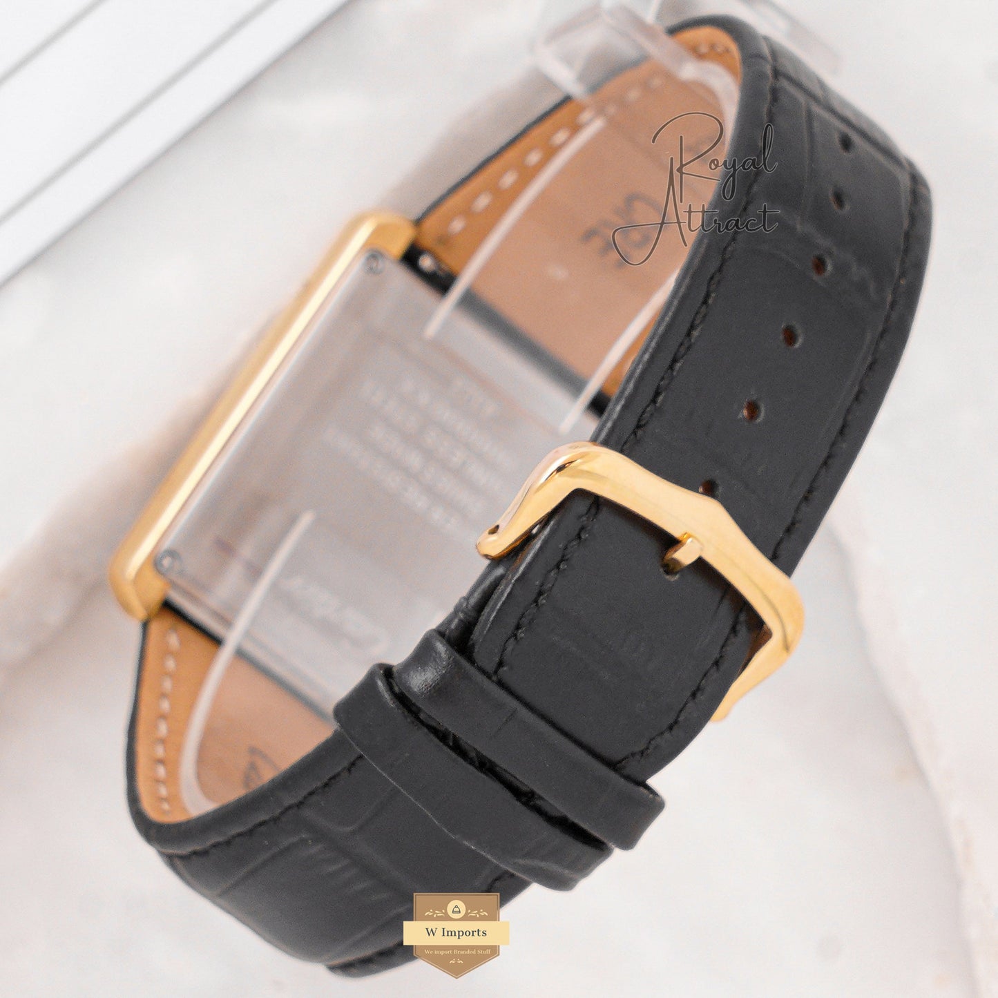 Latest Premium Collection 33mm Yellow Gold Case With Black Dial & Leather Strap Watch