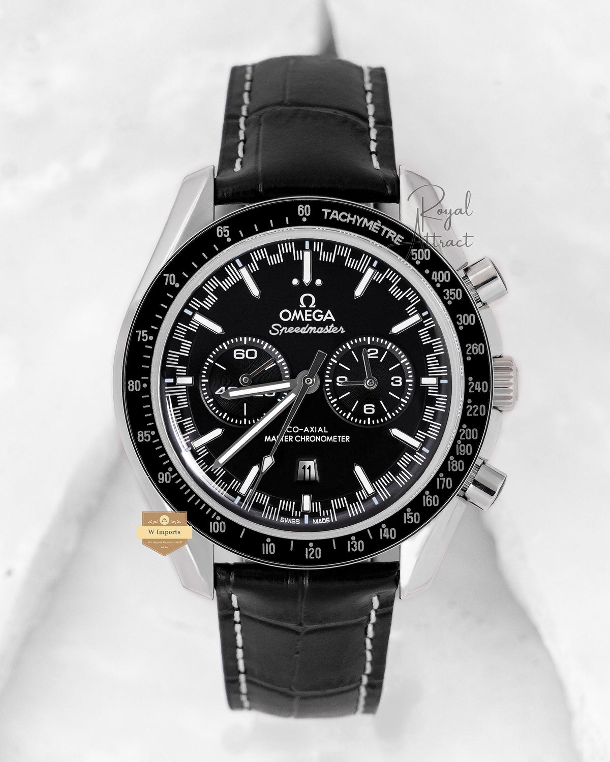 Latest Collection Silver Case With Black Dial & Leather Strap