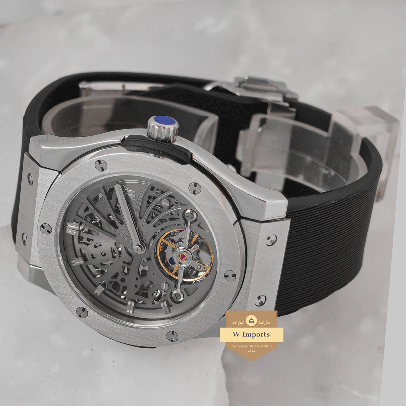 Latest Collection Tourbillon Silver Case With Gray Skeleton Dial Automatic watch