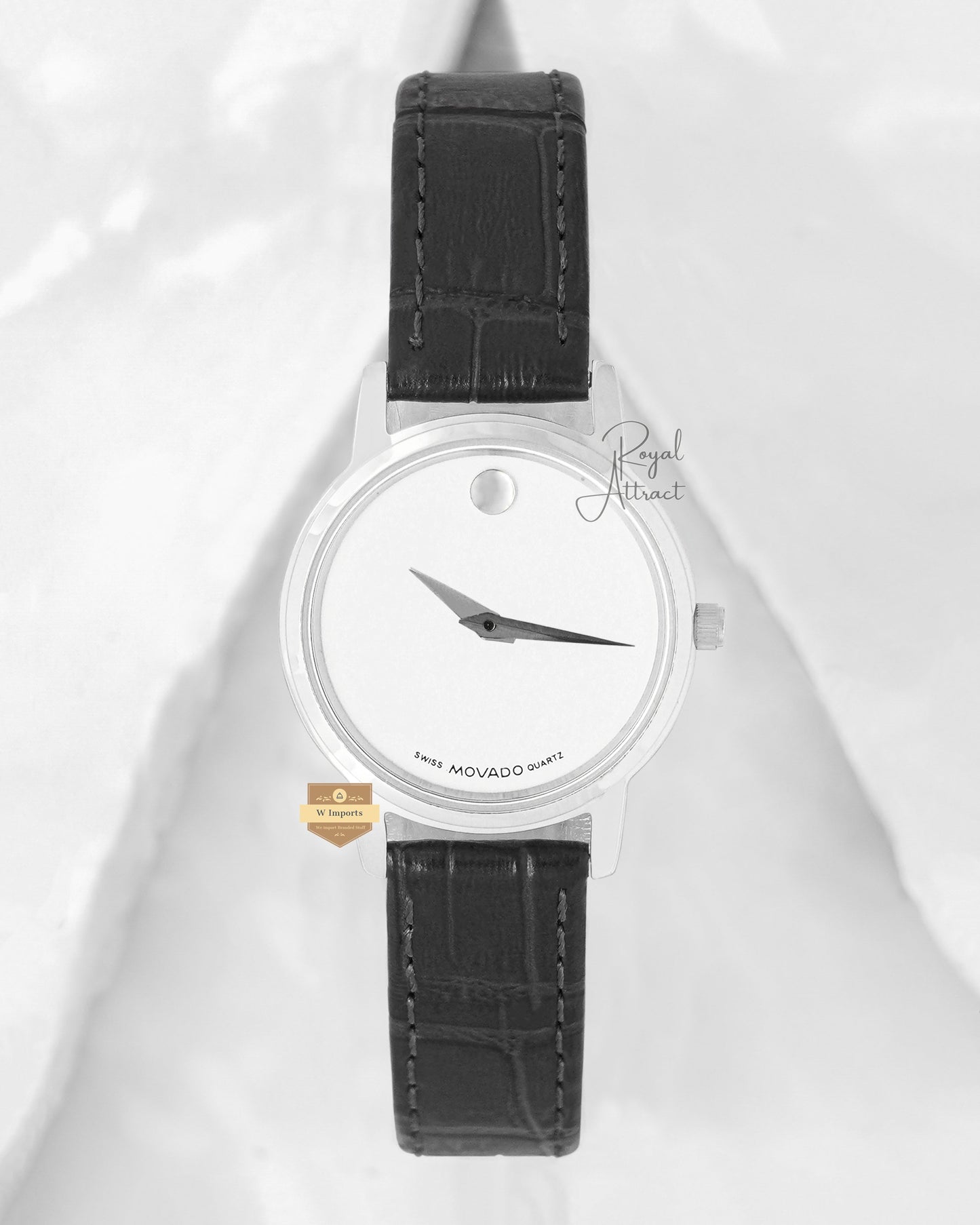 Latest Collection Silver Case With White Dial & Leather Strap Ladies Watch