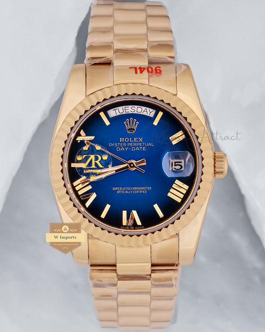New Arrival Collection 36 Yellow Gold With Blue Dial Fluted Bezel ZR Factory