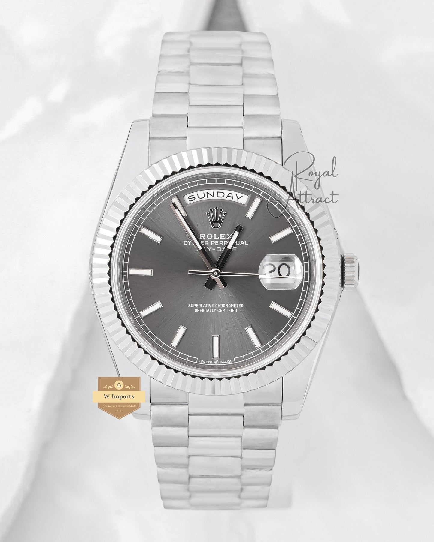 Latest Collection 40 Silver With Gray Dial Fluted Bezel Automatic Watch BP Made