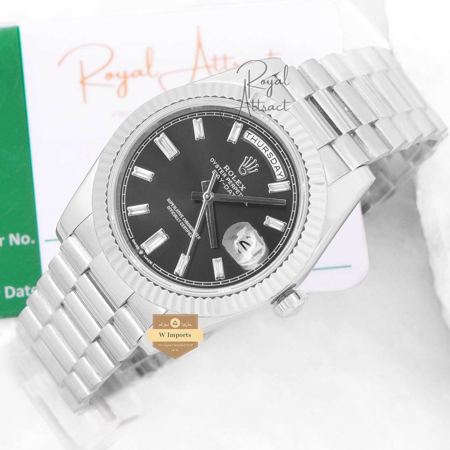 Latest Collection 40 Silver With Black Dial Fluted Bezel Automatic Watch BP Made