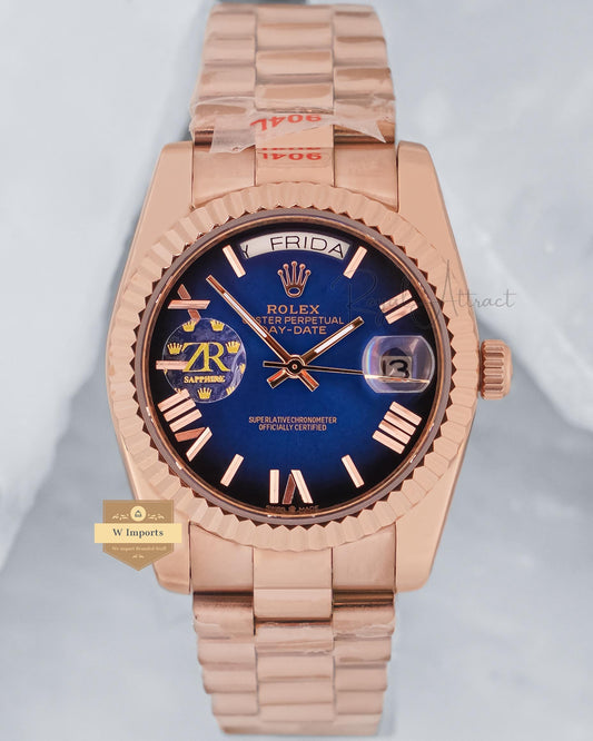 New Arrival Collection 36 Rose Gold With Blue Dial Fluted Bezel ZR Factory