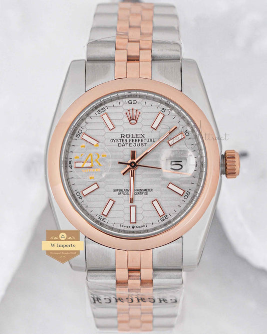 Latest Collection 36 Two Tone Rose Gold With Grey Dial Smooth Bezel Automatic Watch Zr Factory