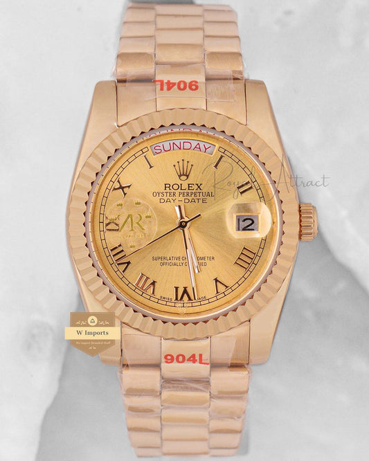Latest Collection 36 All Yellow Gold With Dial Roman Figure Automatic Watch Zr Factory