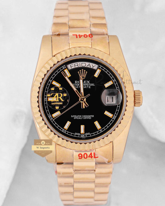 Latest Collection 36 Yellow Gold With Black Dial Automatic Watch Zr Factory