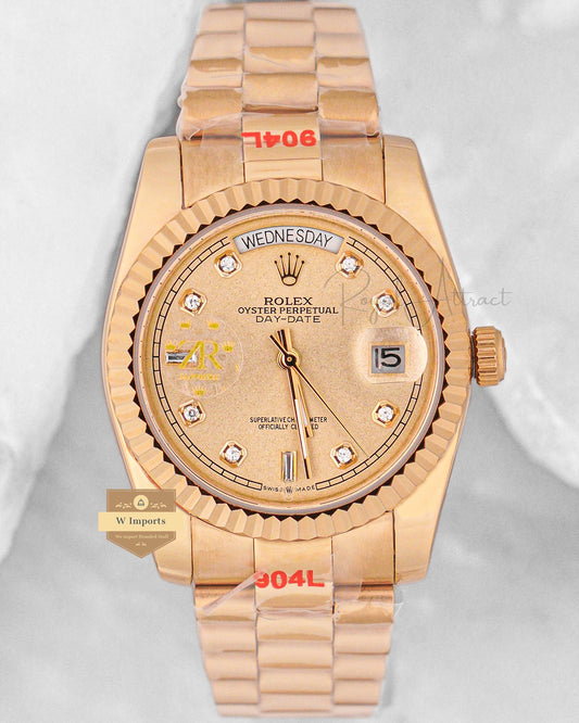 Latest Collection 36 All Yellow Gold With Dial Stone Figure & Automatic Watch Zr Factory