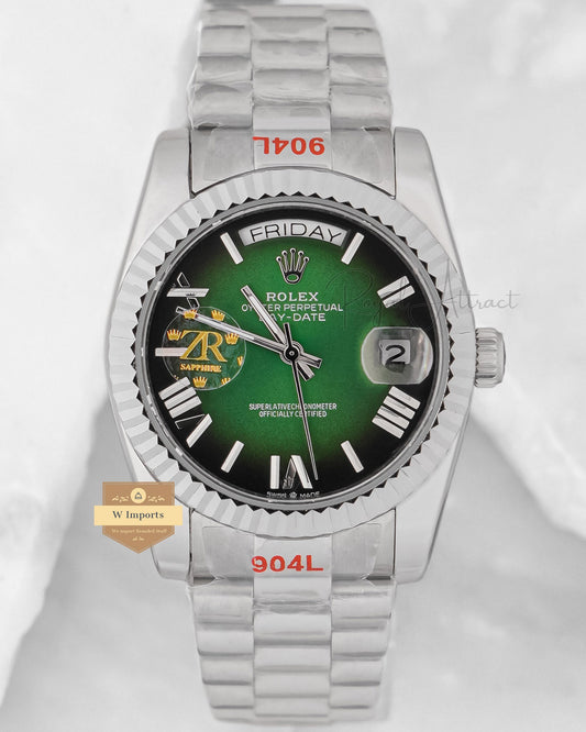 New Arrival Collection 36 Silver With Green Dial Fluted Bezel Zr Factory