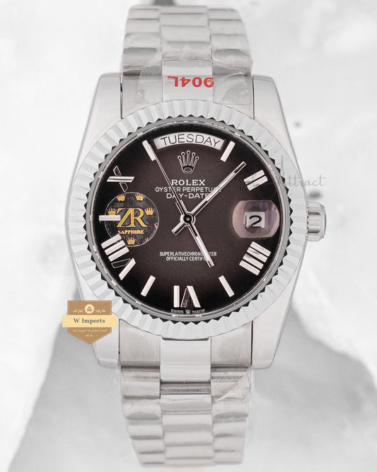 New Edition Collection 36 Silver With Gray Dial Fluted Bezel ZR Factory