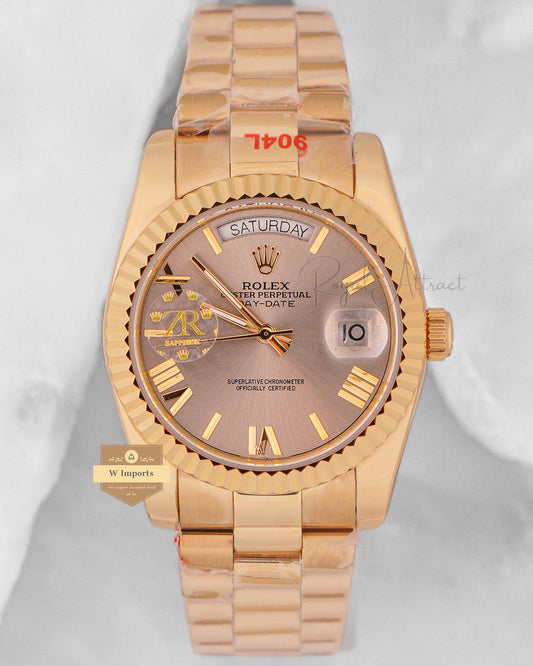 Latest Collection 36 Yellow Gold With Gray Dial Roman Figure Automatic Watch Zr Factory