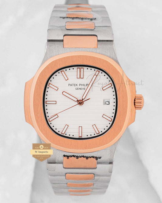 Latest Collection Two Tone Rose Gold With White Dial Automatic Watch