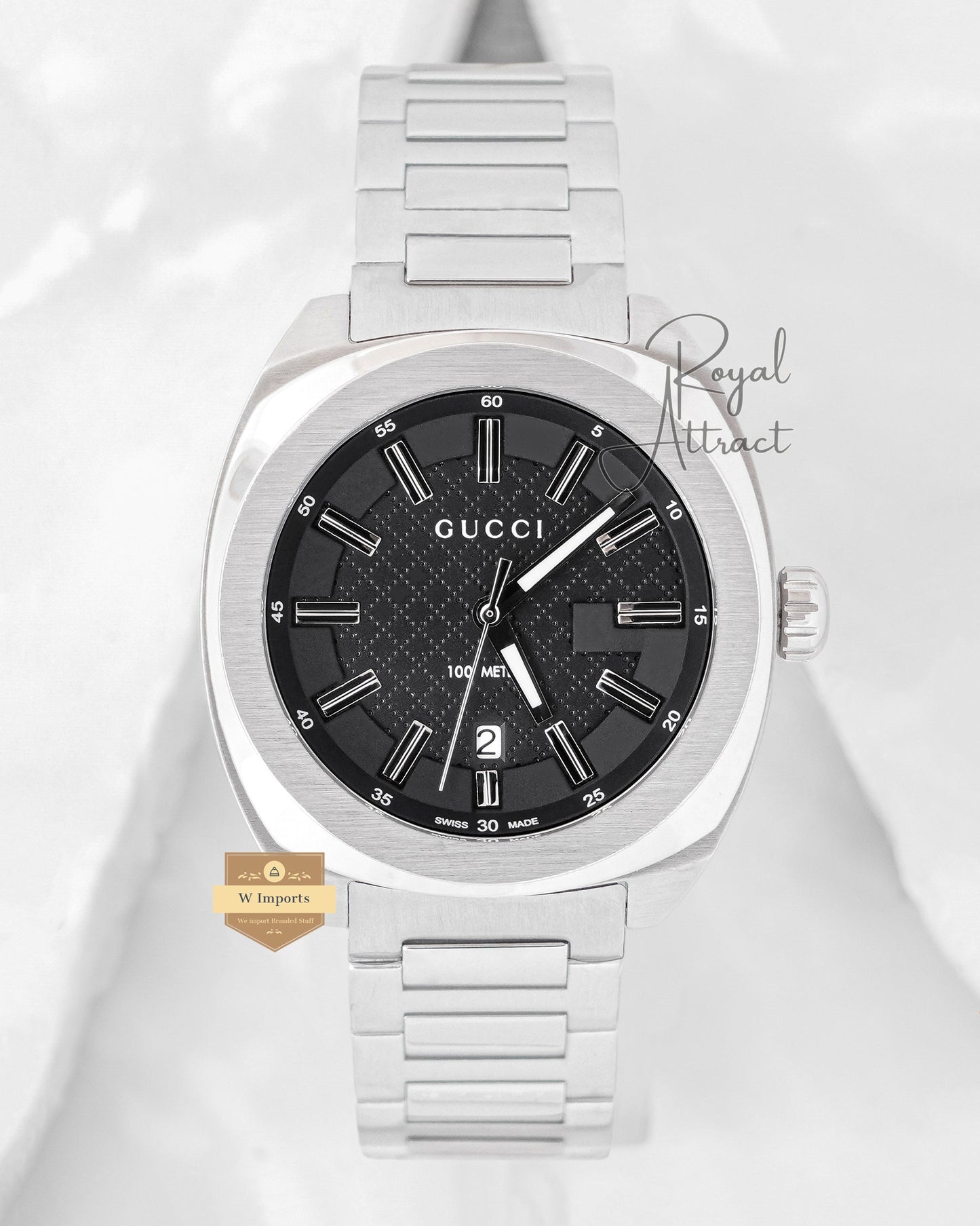 Latest Collection Silver With Black Dial Chain watch