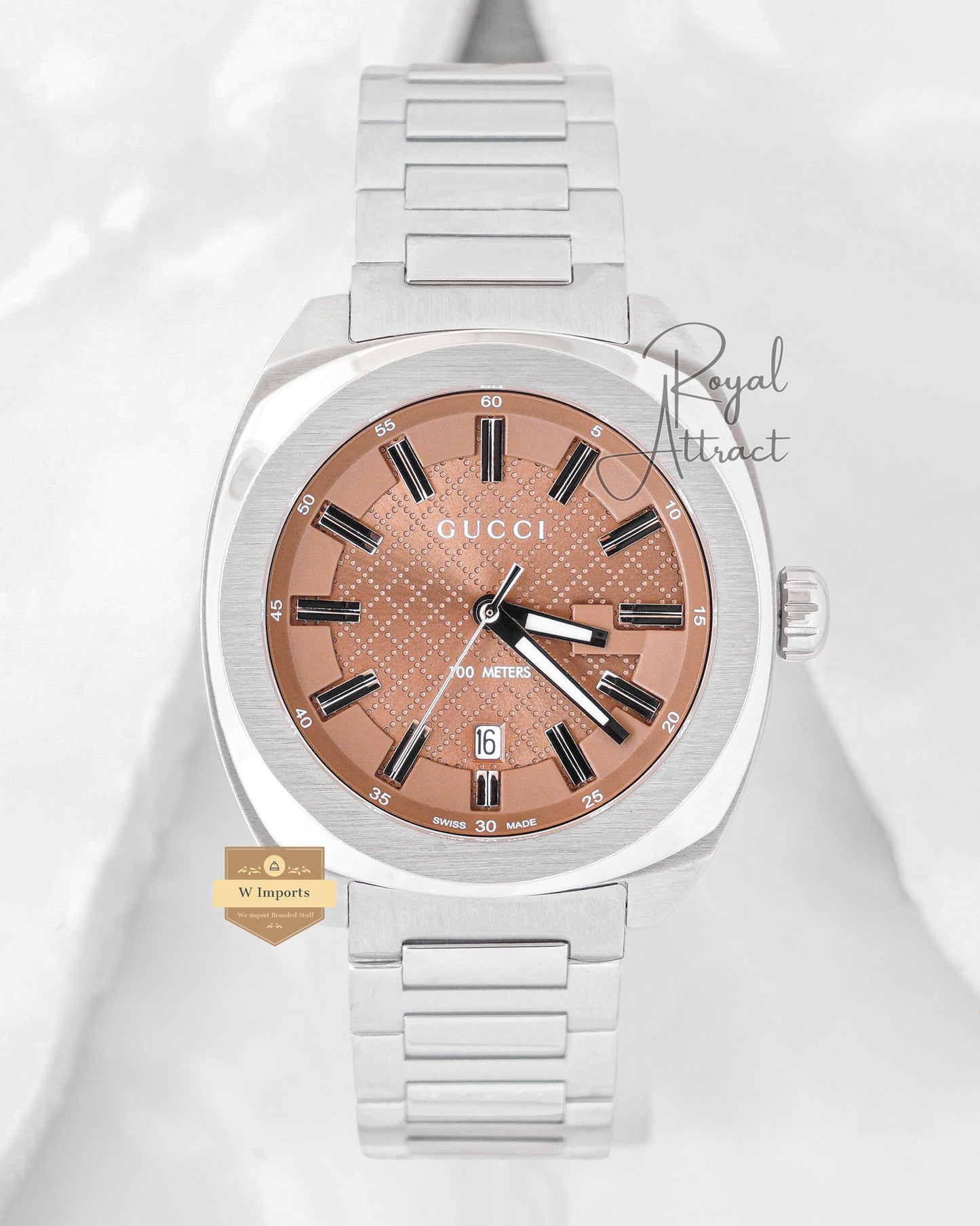 Latest Collection Silver With Peach Dial Chain watch