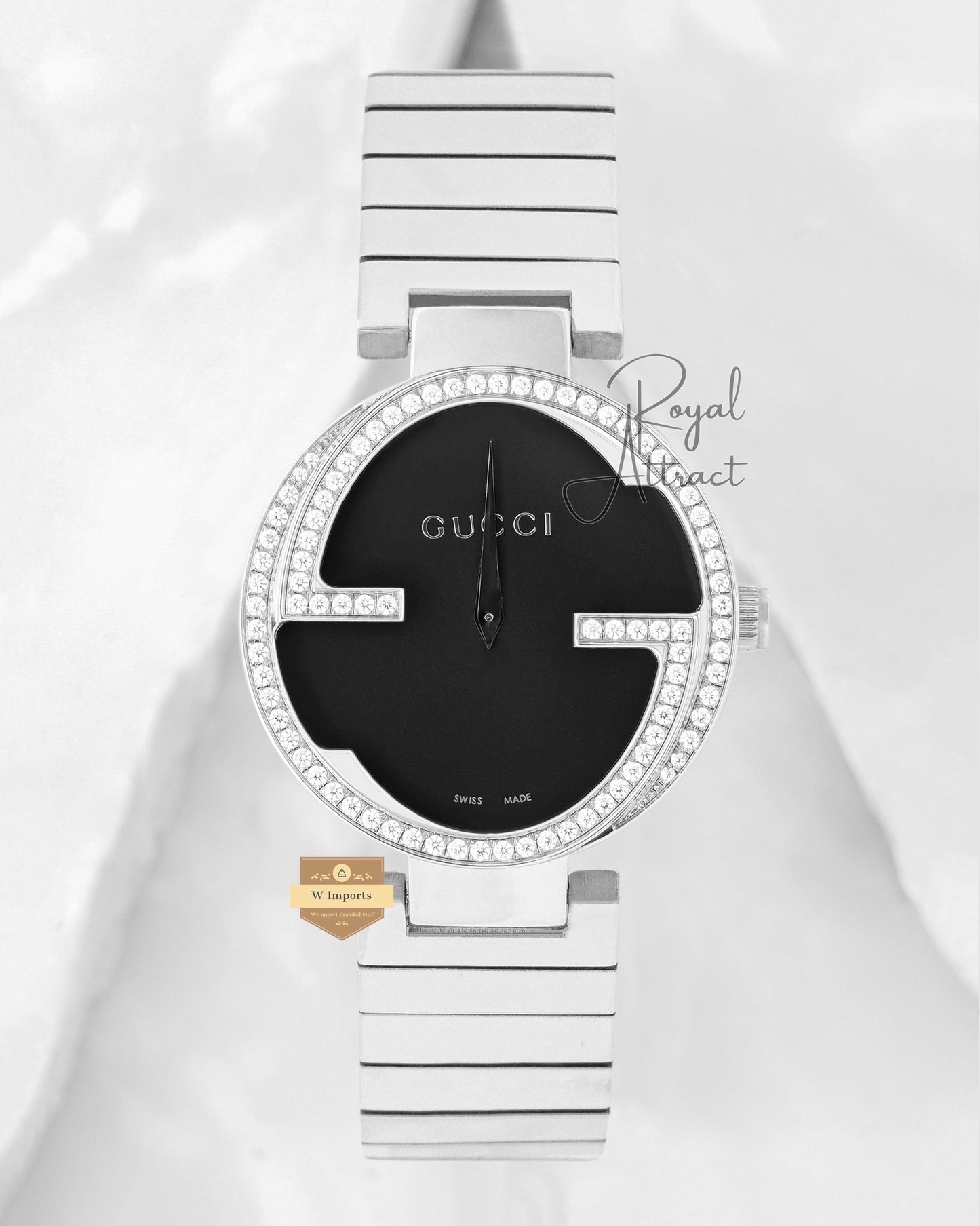 Latest Collection Silver With Black Dial Stone bezel Unisex Watch