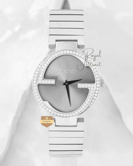 Latest Collection Silver With Gray Dial Stone bezel Unisex Watch