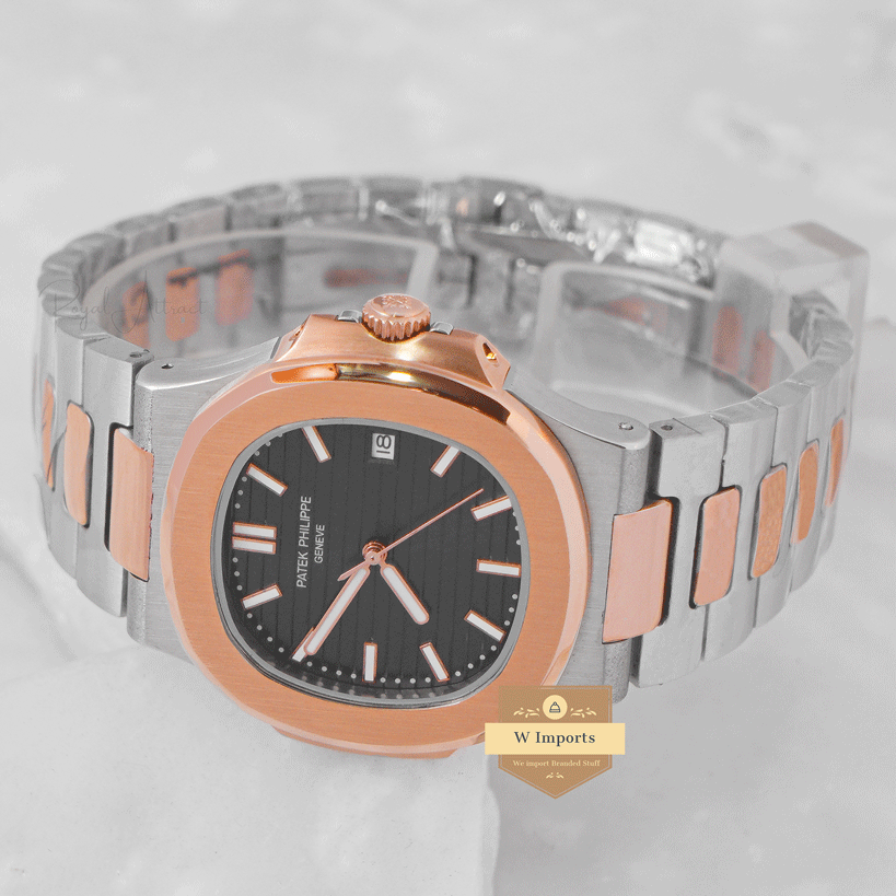 Latest Collection Two Tone Rose Gold With Black Dial Automatic Watch