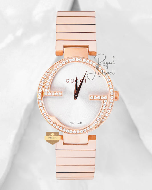 Latest Collection Rose Gold With Silver Dial Stone bezel Unisex Watch