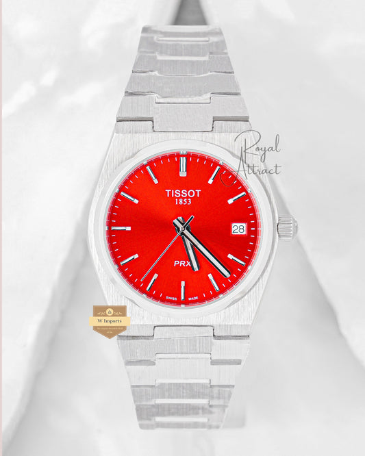 Latest Collection Prx 35mm Silver With Red Dial Unisex Watch