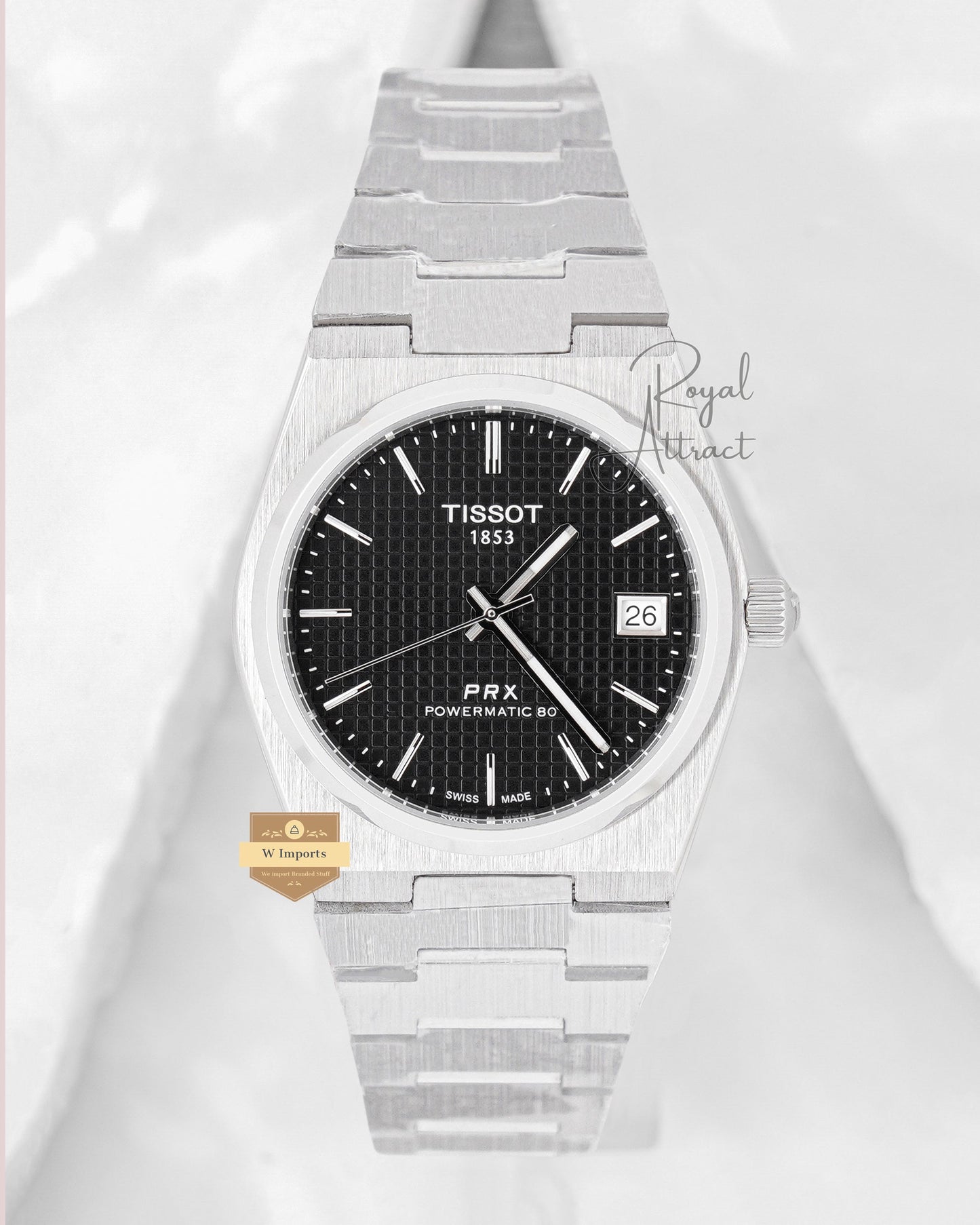 Latest Collection Prx 35mm Silver With Black Texture Dial Unisex Watch