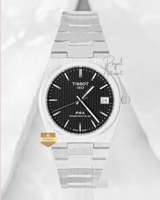 Latest Collection Prx 35mm Silver With Black Texture Dial Unisex Watch