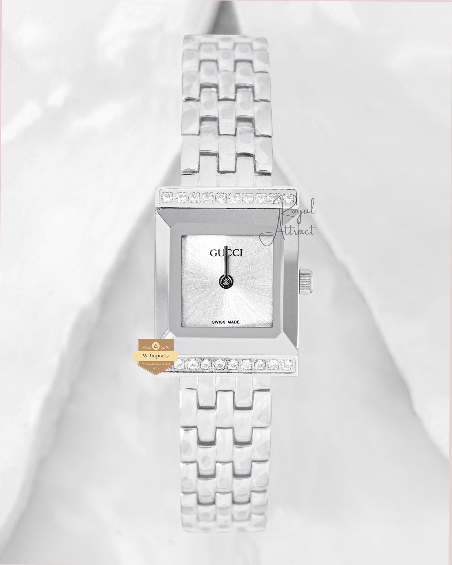 Latest Collection All Silver With Dial Stone Bezel Ladies Watch