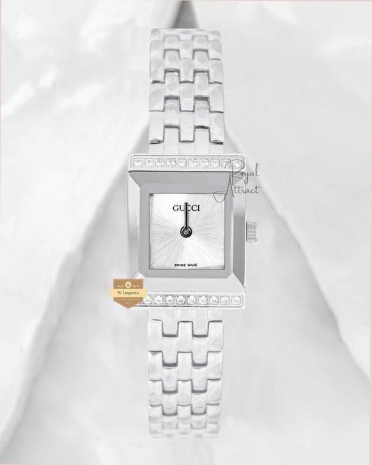 Latest Collection All Silver With Dial Stone Bezel Ladies Watch