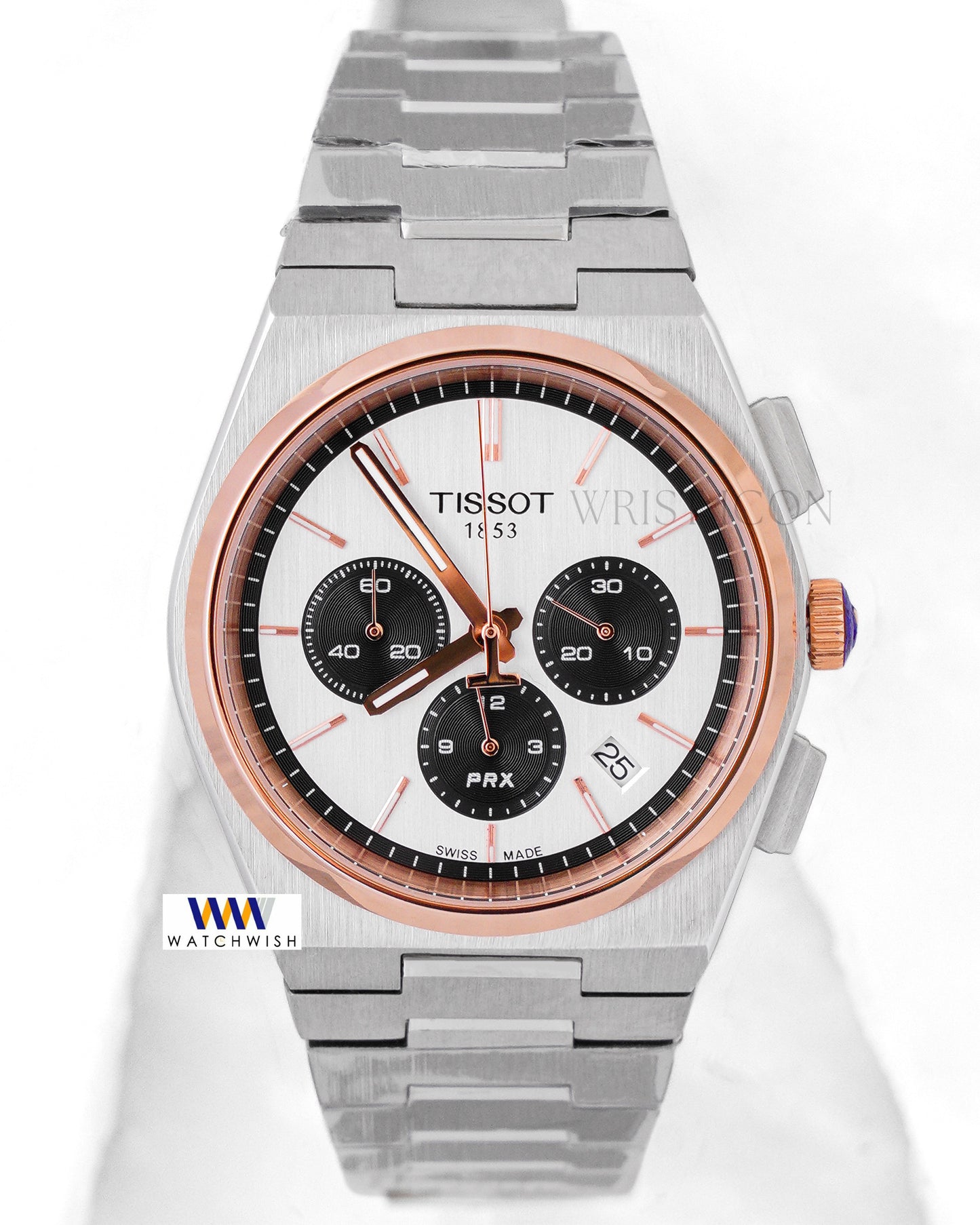 LATEST COLLECTION PRX CHRONOGRAPH TWO TONE ROSE GOLD WITH WHITE DIAL WATCH