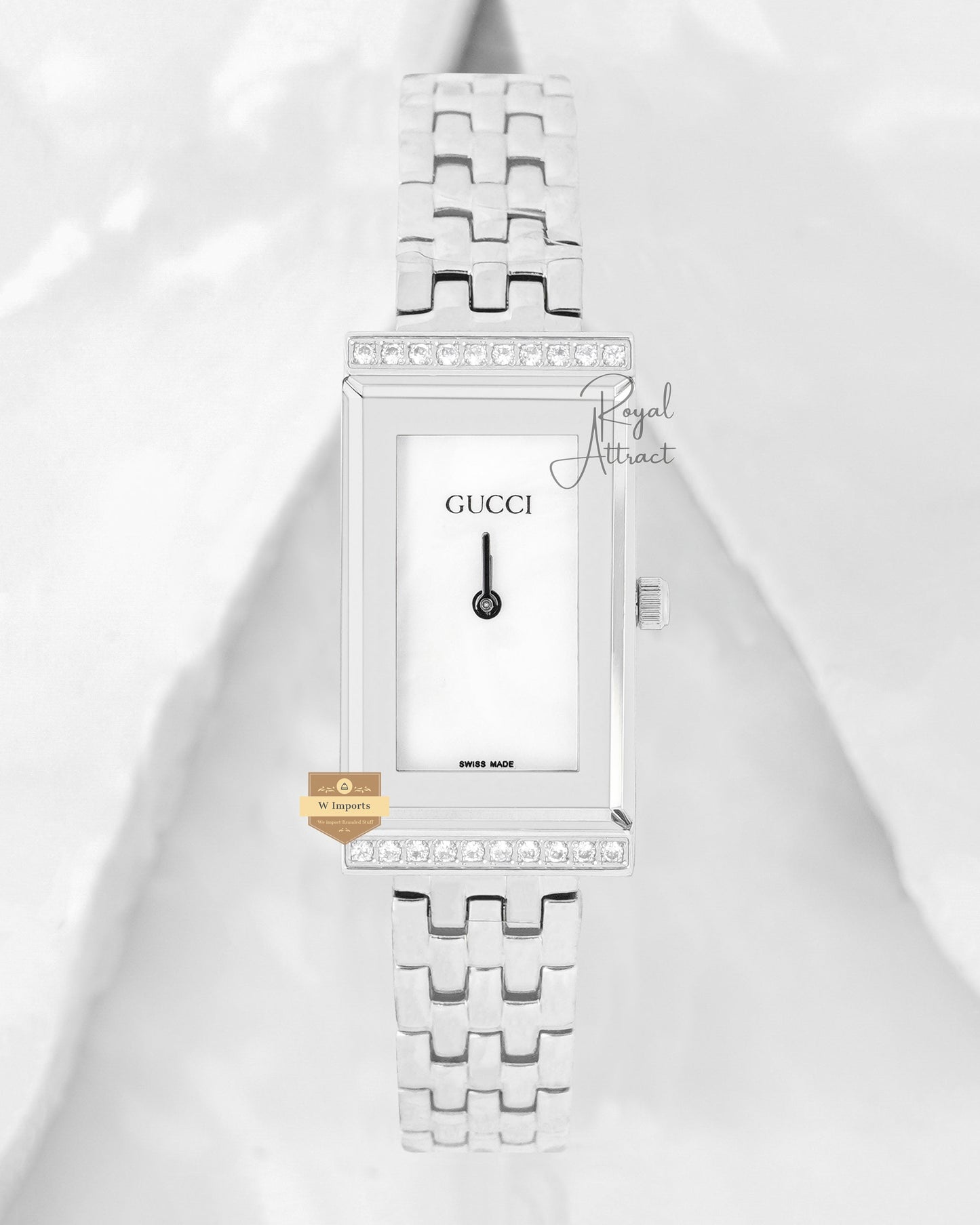 Latest Collection Slimmest Stone Bezel Silver With Marble Dial Ladies Watch