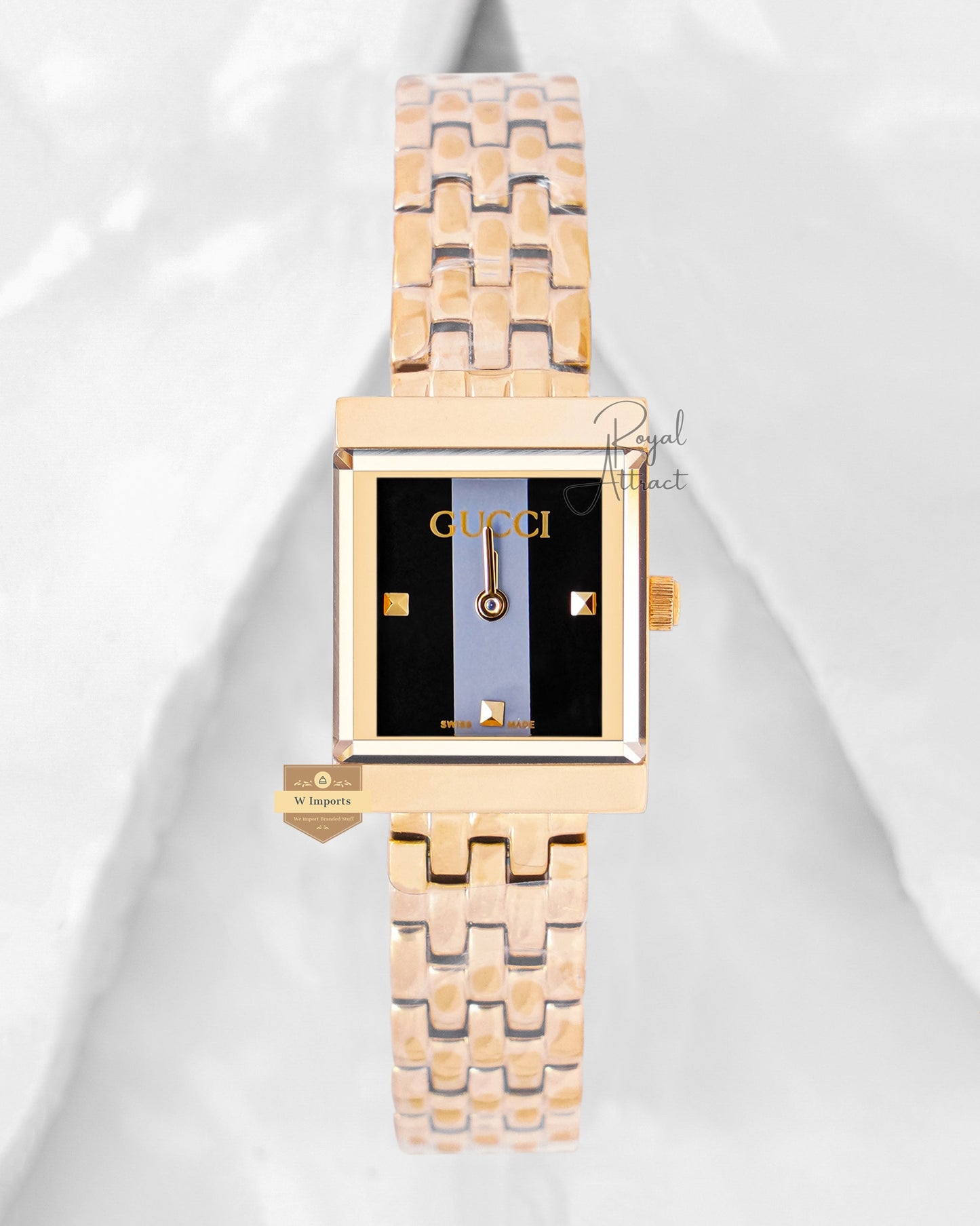 Latest Collection Yellow Gold With Black Dial Ladies Watch