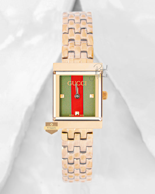 Latest Collection Yellow Gold With Green Dial Ladies Watch