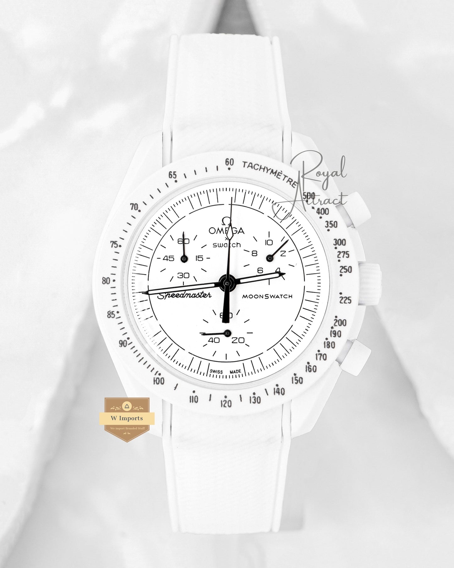 Latest Collection Chronograph All White Case With Dial And Pvc Strap