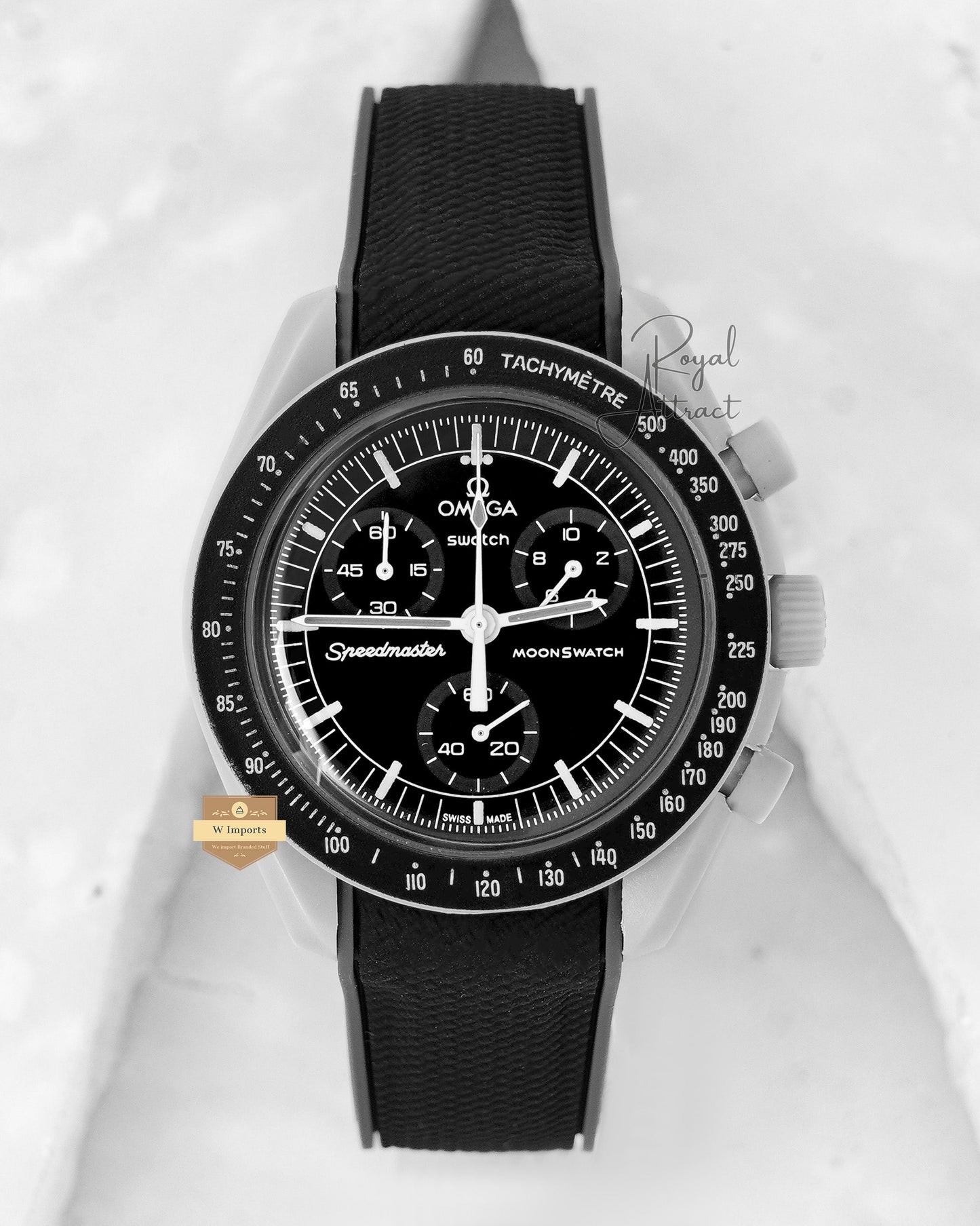 Latest Collection Chronograph Matt Case With Black Dial And Pvc Strap