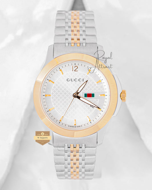 Latest Collection Two Tone Yellow Gold With Silver Dial Chain Watch