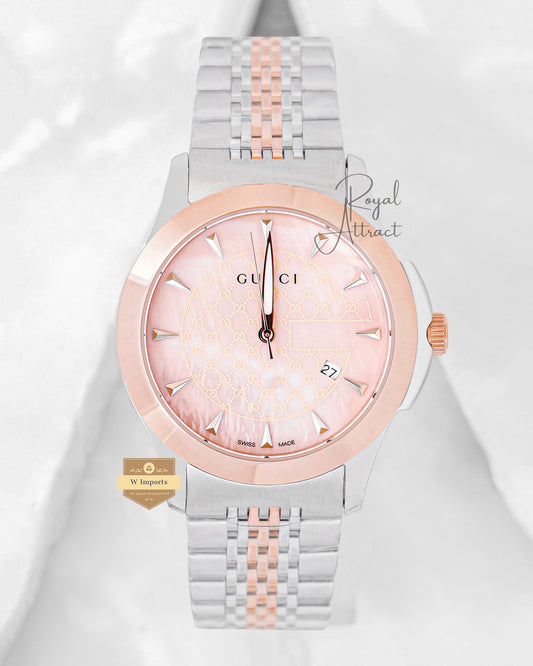 Latest Collection Two Tone Rose Gold With peach Dial Ladies Watch