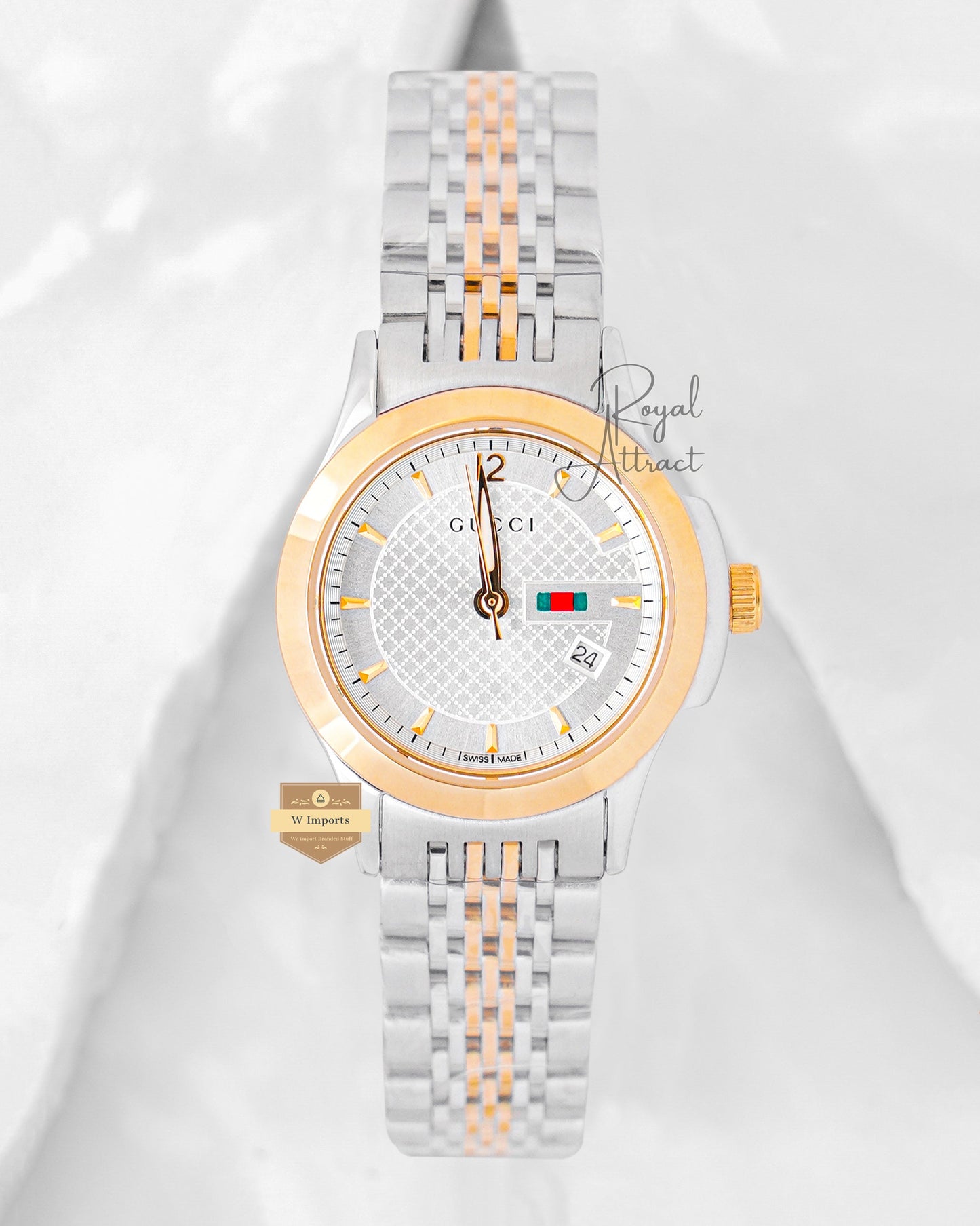 Latest Collection Two Tone Yellow Gold With Silver Dial Ladies Watch
