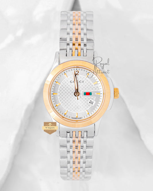 Latest Collection Two Tone Yellow Gold With Silver Dial Ladies Watch