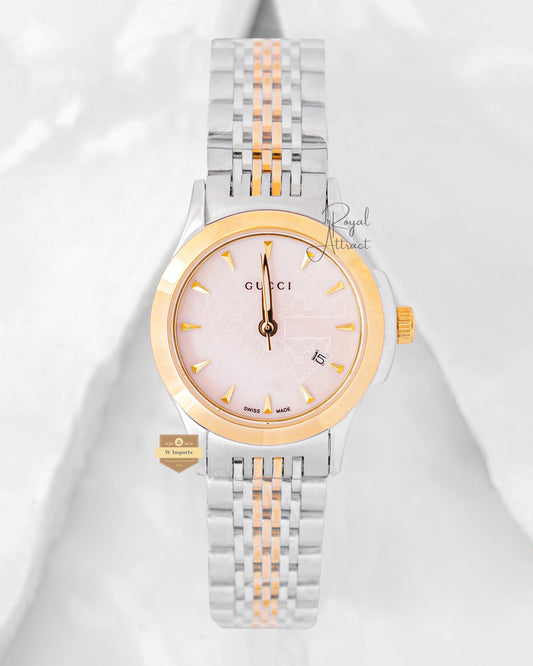 Latest Collection Two Tone Yellow Gold With Peach Dial Ladies Watch