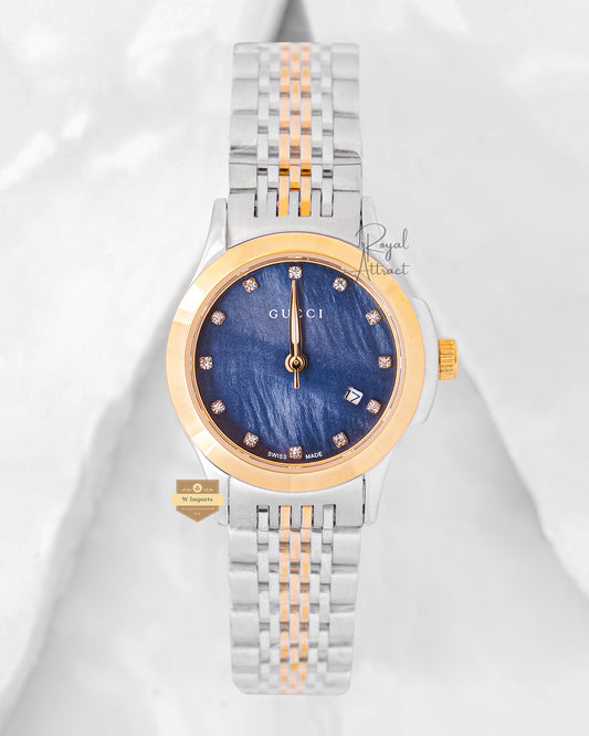 Latest Collection Two Tone Yellow Gold With Blue Dial Ladies Watch