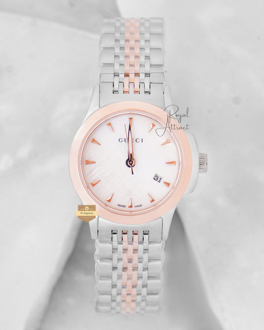 Latest Collection Two Tone Rose Gold With Mother of pearl Dial Ladies Watch