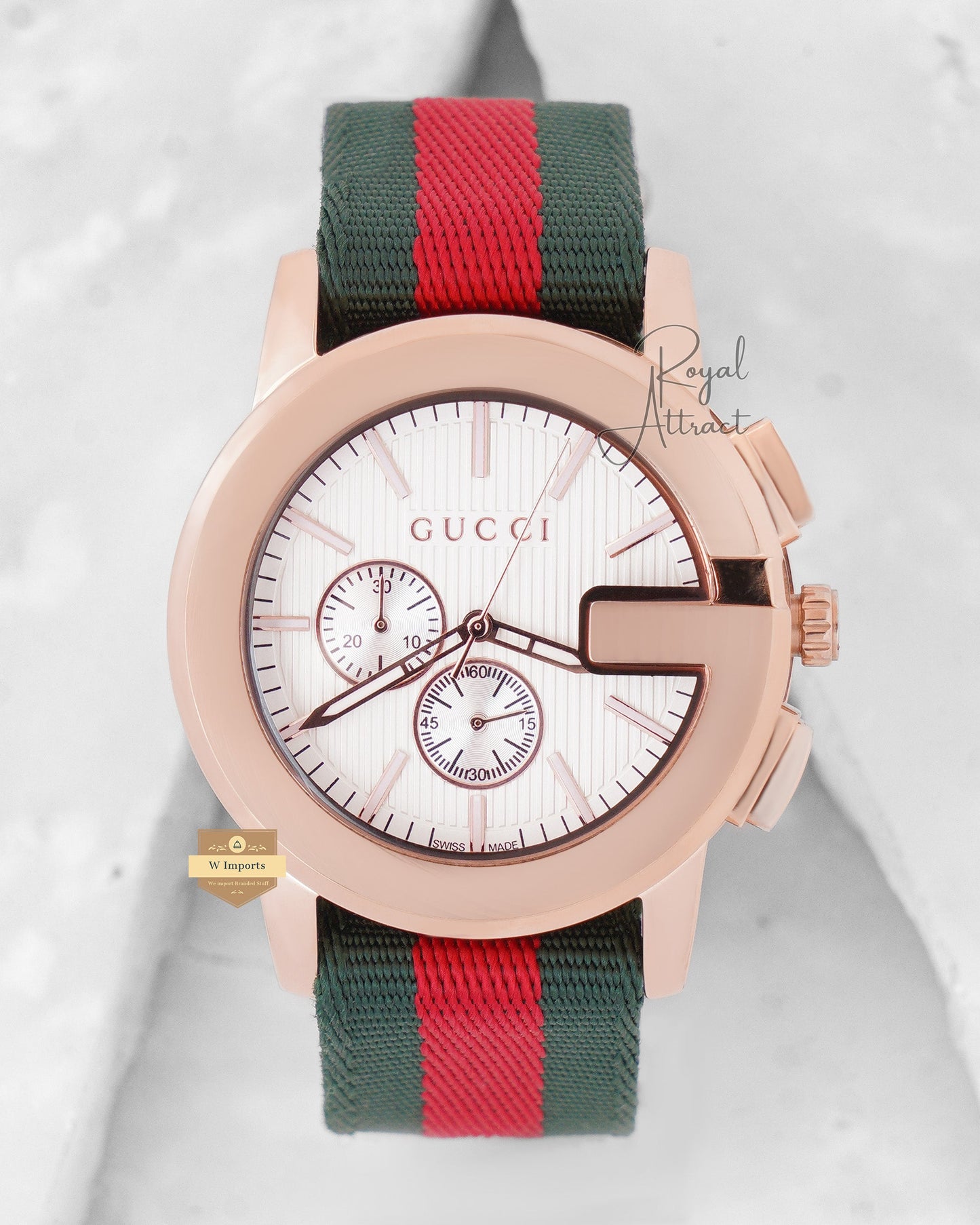 Latest Collection Chronograph Rose gold case With White Dial And Nylon Strap