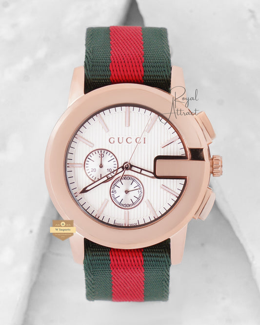 Latest Collection Chronograph Rose gold case With White Dial And Nylon Strap